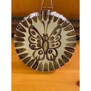 Ken Edwards Tonala Mexico Pottery Butterfly Plate Hand Painted Signed El Palomar